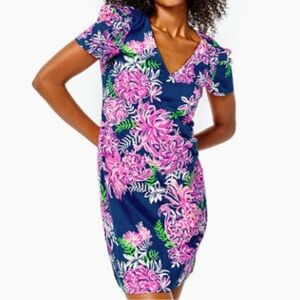 LILLY PULITZER ALEECE OYSTER BAY NAVY RUFFLE YOUR FEATHERS size m